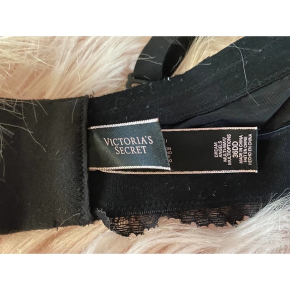 Victoria's Secret Multiway Balconette Bra 36DD Dream Angels Black Pink Lace NEW - Picture 8 of 10